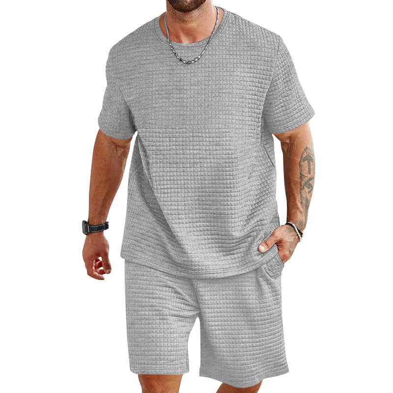 Sports Casual Suit Solid Color Round Neck T-shirt Shorts