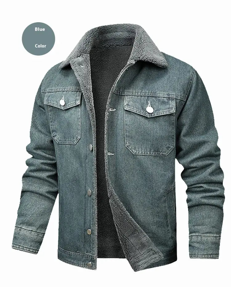 Denim Coat Fleece-lined Men Fashion Brands Jacket