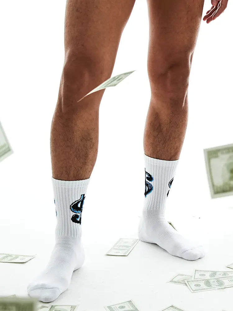 Dollar pattern men’s sports fitness basketball socks