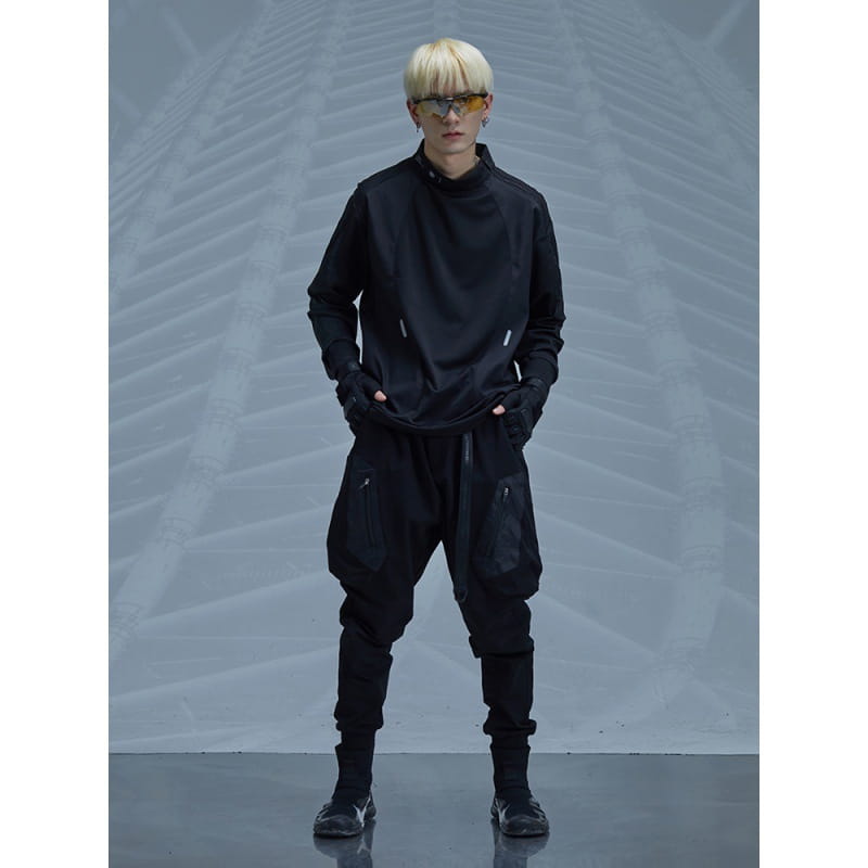 Concealer Spring New Black Heterogeneous Stitching Beam Black Trendy Tooling Casual Pants