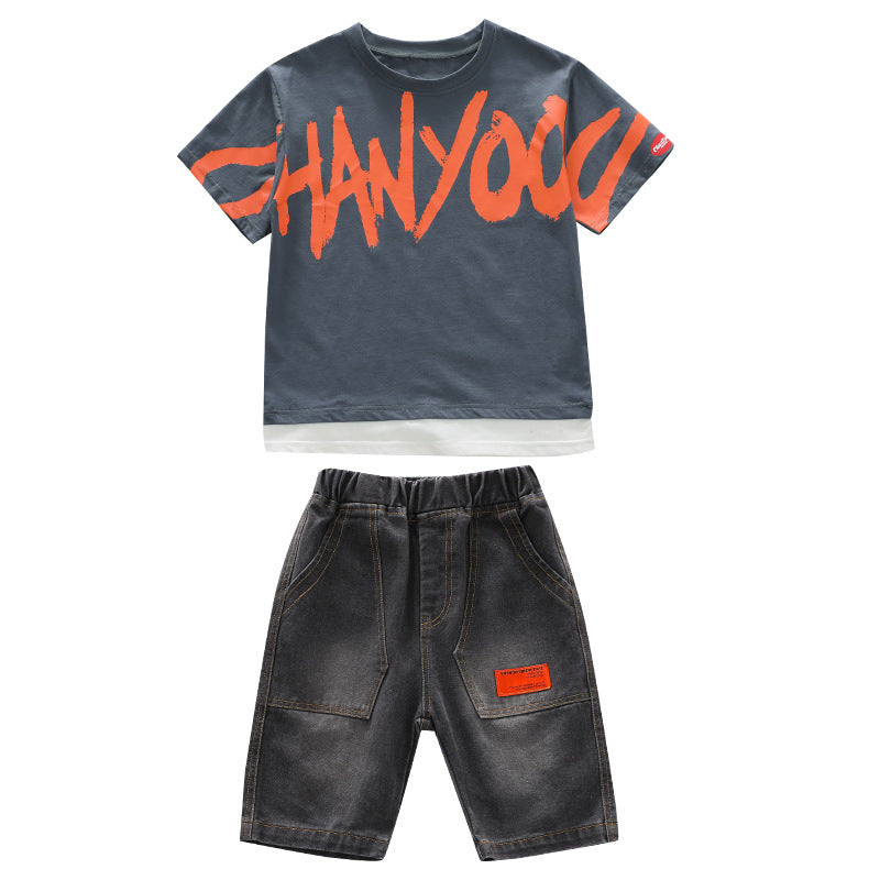 Big Boy’s Short Sleeve Suit T-shirt Trendy
