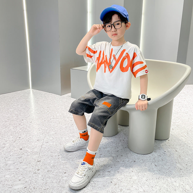 Big Boy’s Short Sleeve Suit T-shirt Trendy