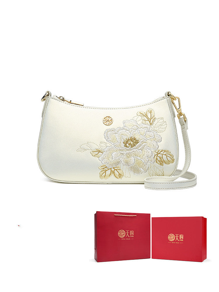 Birthday Gift Mother Mid-autumn Festival Messenger Bag - White