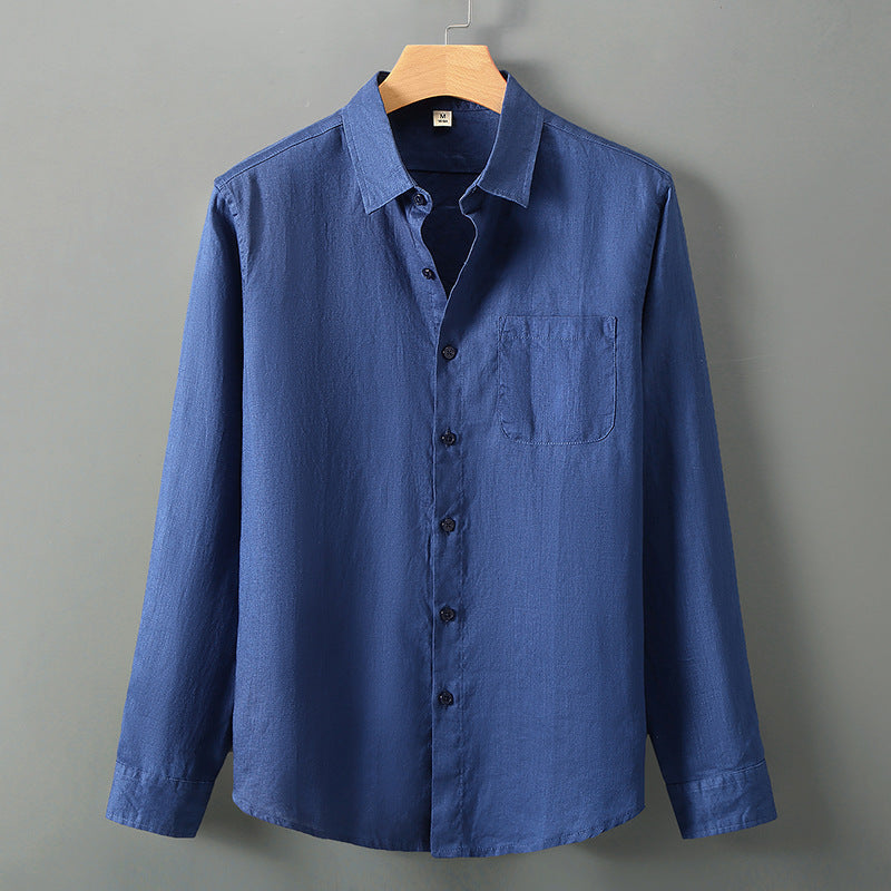 Summer New Casual Linen Shirt Men’s Loose Standing Collar