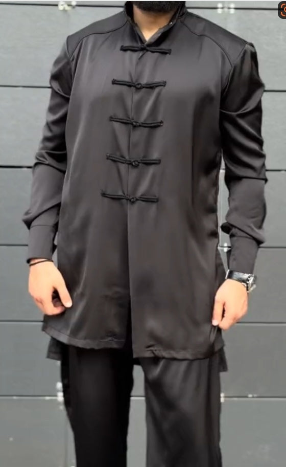 BLack Casual Slit Tunic Suit - Black / M - 4