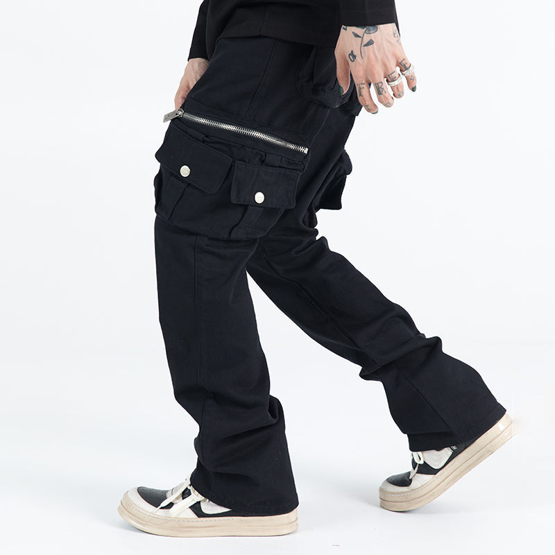 Multi-pocket Double Zipper Pocket Overalls Men’s Slim High Street