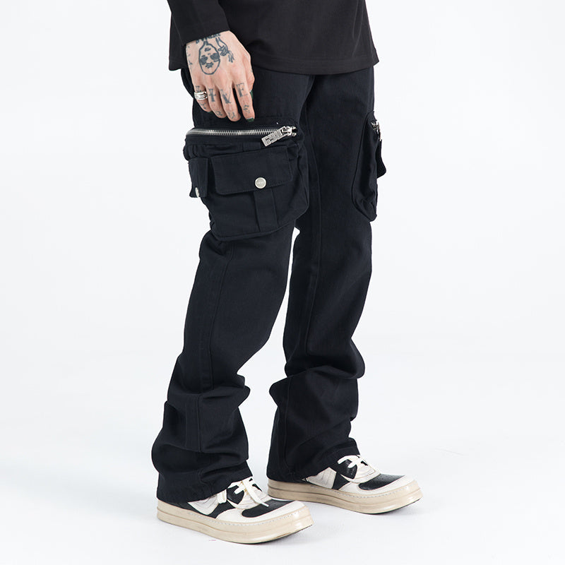 Multi-pocket Double Zipper Pocket Overalls Men’s Slim High Street