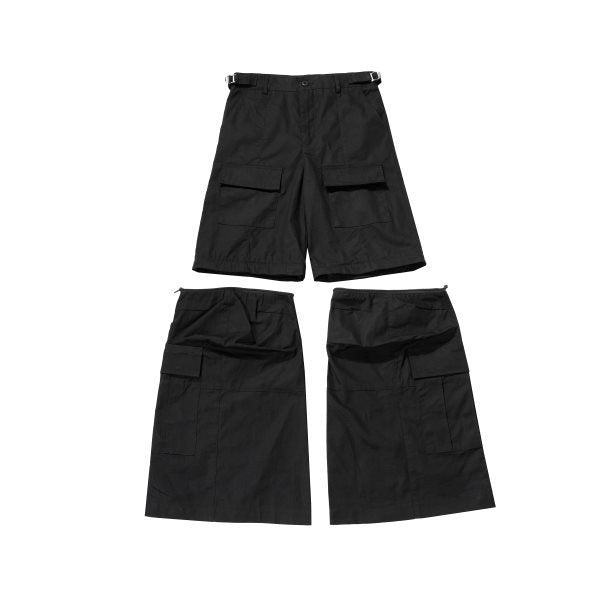 High Street Loose Wide Leg Slightly Flared Multi-pocket Detachable Overalls - 8405 Black / M