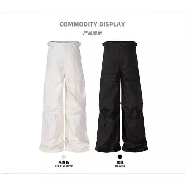High Street Loose Wide Leg Slightly Flared Multi-pocket Detachable Overalls