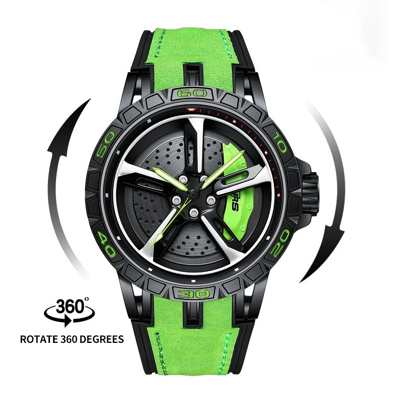 Black Face Tape Rotating Luminous Steel Dominator - Black Shell Green Caliper