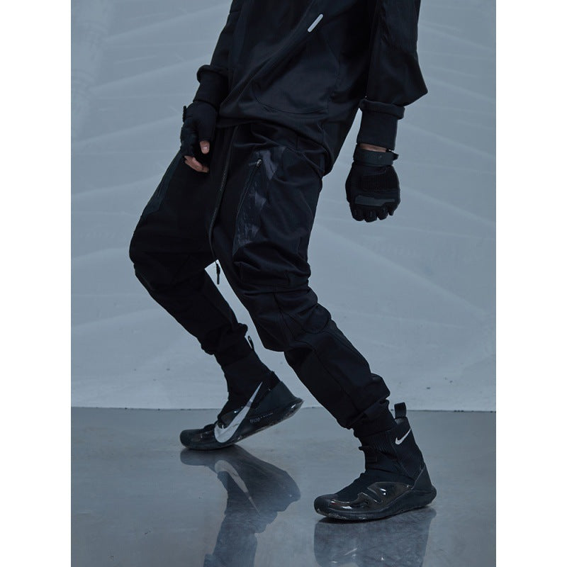 Concealer Spring New Black Heterogeneous Stitching Beam Black Trendy Tooling Casual Pants