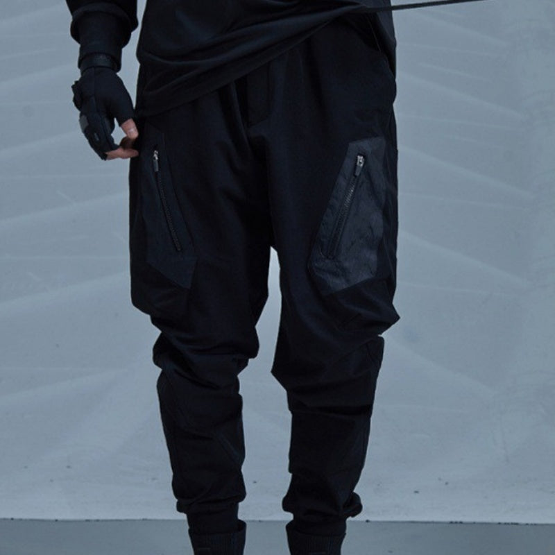 Concealer Spring New Black Heterogeneous Stitching Beam Black Trendy Tooling Casual Pants
