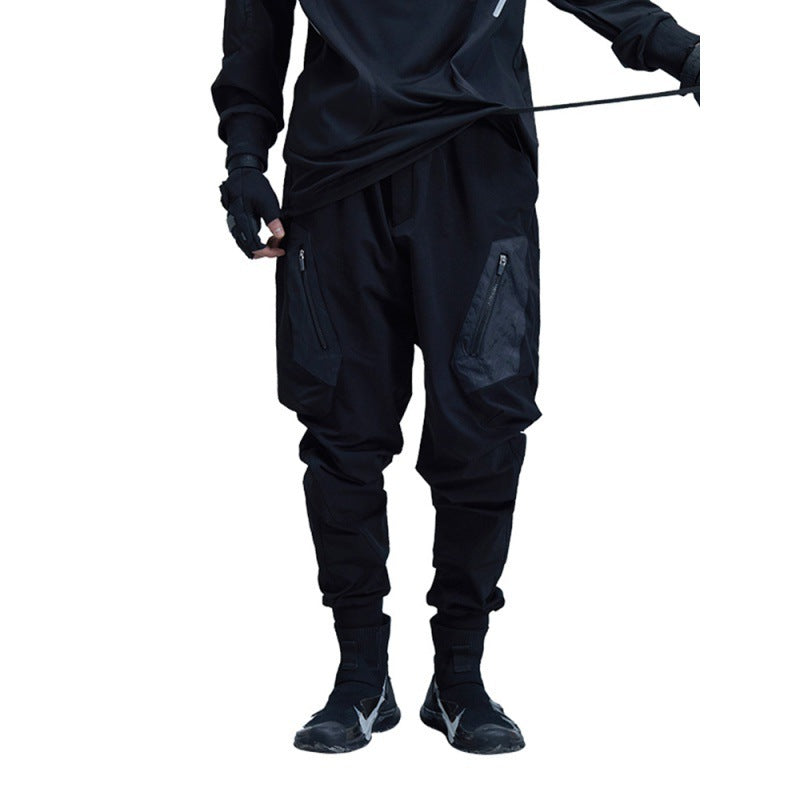 Concealer Spring New Black Heterogeneous Stitching Beam Black Trendy Tooling Casual Pants