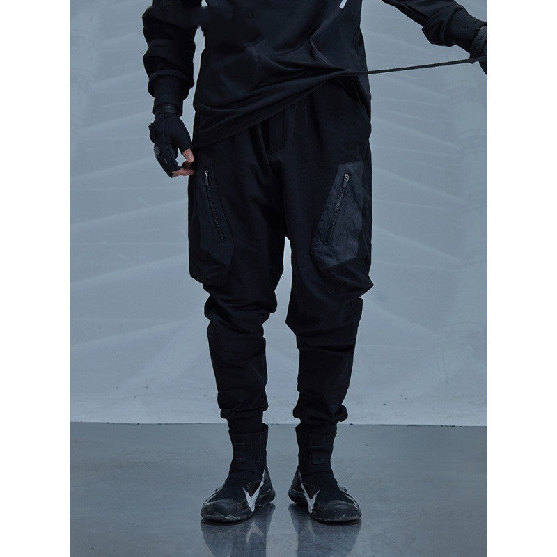 Concealer Spring New Black Heterogeneous Stitching Beam Black Trendy Tooling Casual Pants