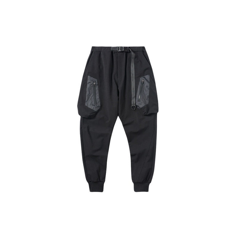 Concealer Spring New Black Heterogeneous Stitching Beam Black Trendy Tooling Casual Pants - Black / M