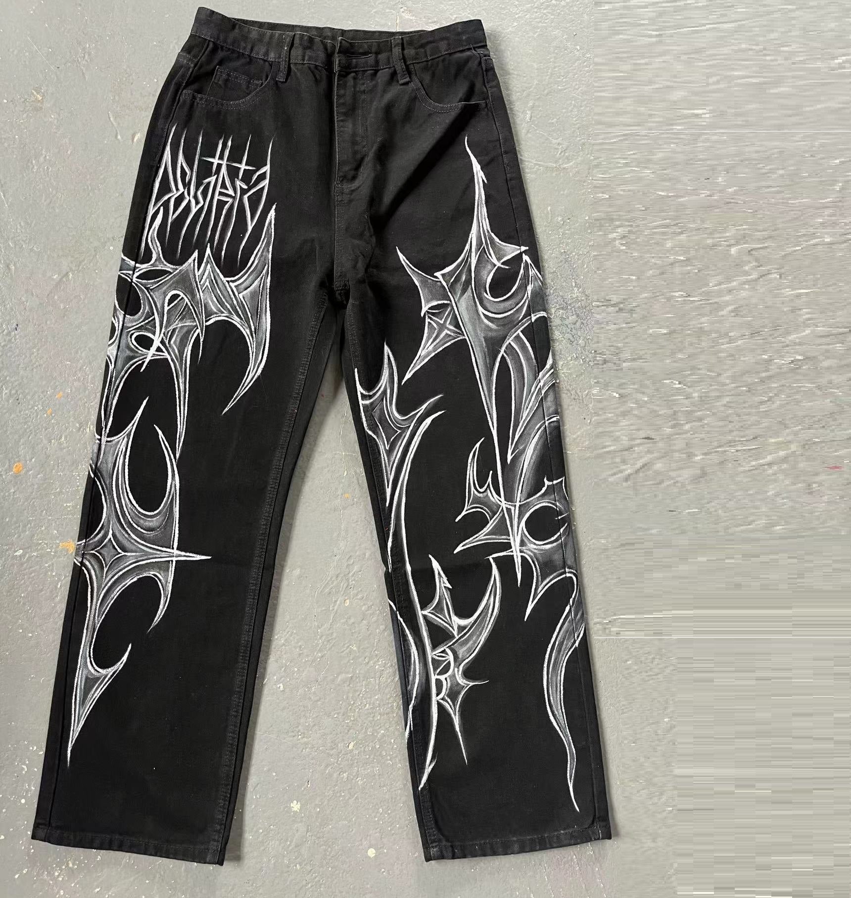 Black Jeans That Don’t Fade American Street Graffiti Style For Men And Women