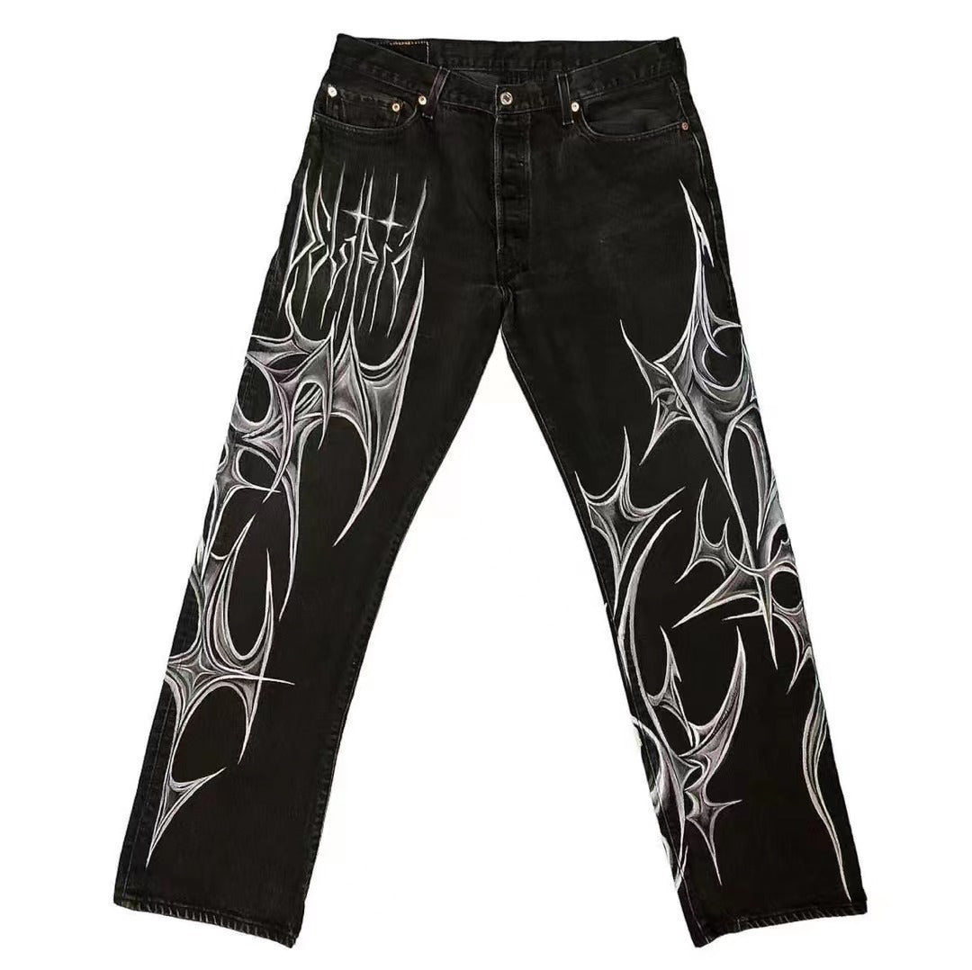 Black Jeans That Don’t Fade American Street Graffiti Style For Men And Women - Black / S