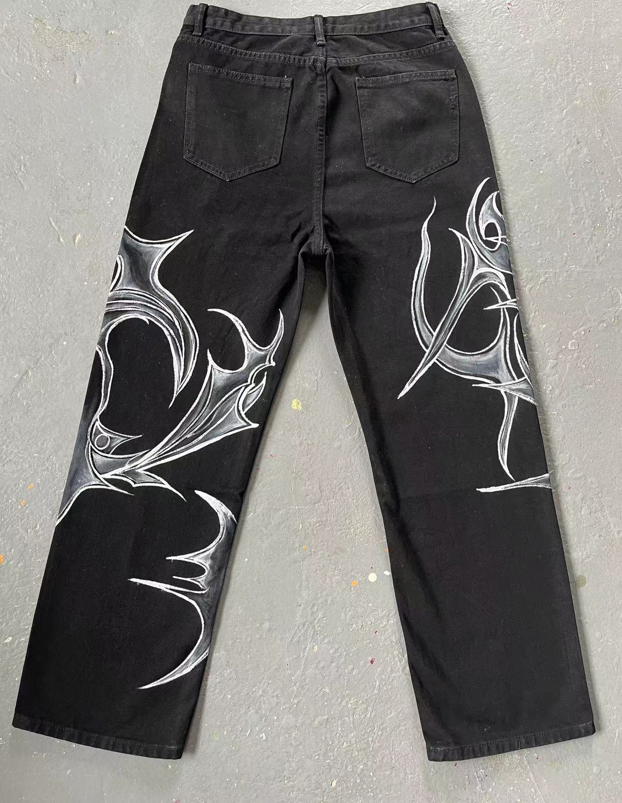 Black Jeans That Don’t Fade American Street Graffiti Style For Men And Women