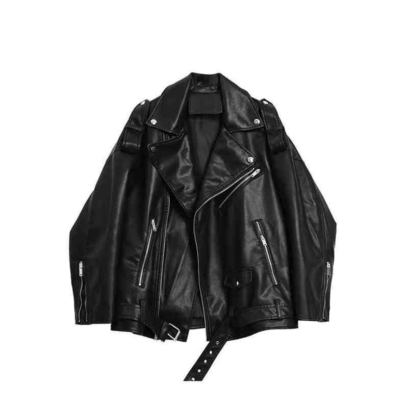 Leather Coat Women’s Autumn All-matching - Black Quality Edition / 2XL