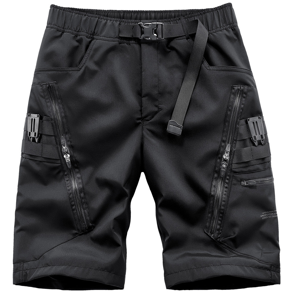 Men’s Fashion Casual Loose Multi-pocket Sports Five-piece Pants - Black / M