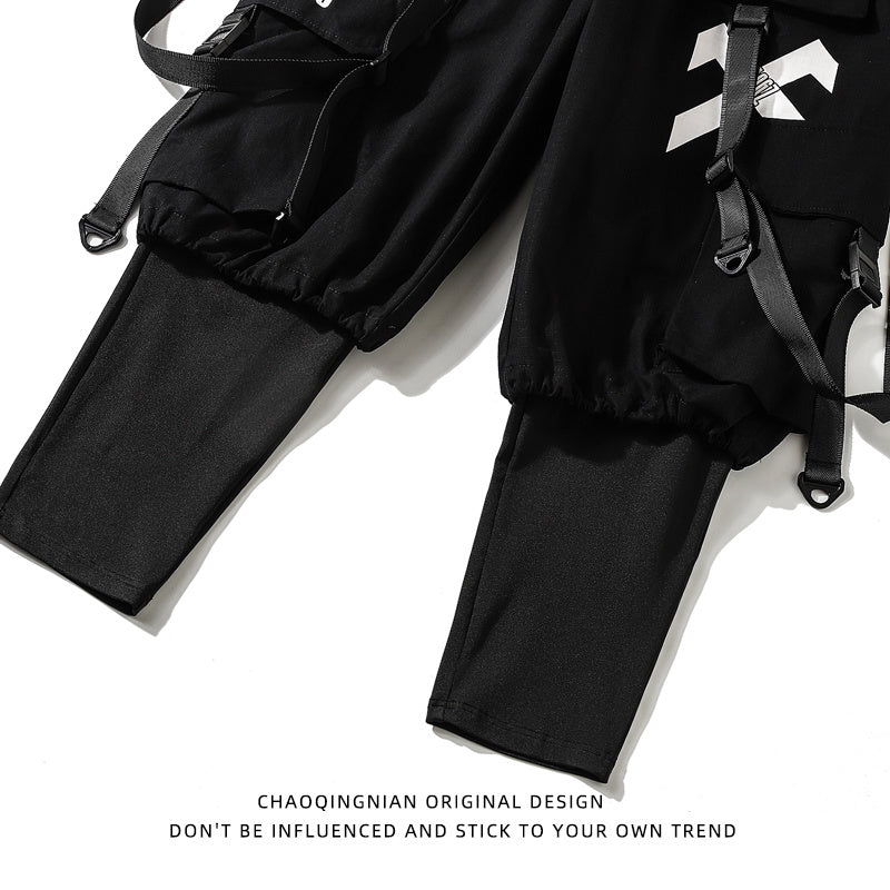 Fake Two-piece Pants Male Functional Wind High Street Trend Overalls