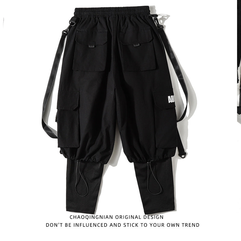 Fake Two-piece Pants Male Functional Wind High Street Trend Overalls
