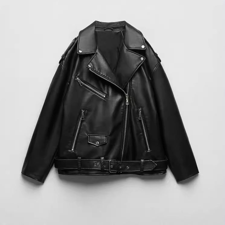 Women’s Faux Leather Retro Biker’s Leather Coat