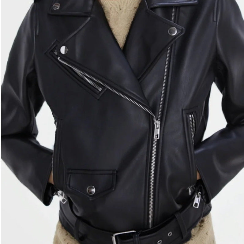 Women’s Faux Leather Retro Biker’s Leather Coat