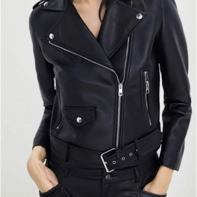 Women’s Faux Leather Retro Biker’s Leather Coat