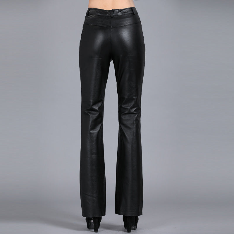Black Sheepskin Women’s Trousers High-End Fashion Online