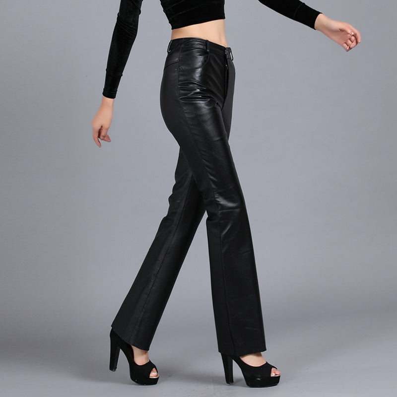 Black Sheepskin Women’s Trousers High-End Fashion Online
