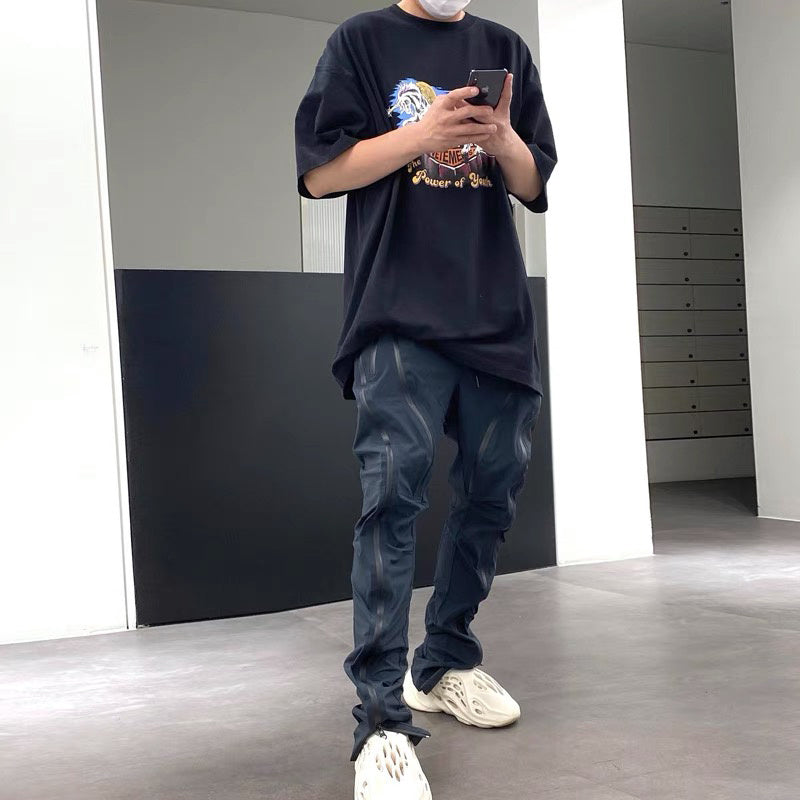 Functional Geometric Trendy Brand Women And Men Autumn Casual Trousers - Black / M