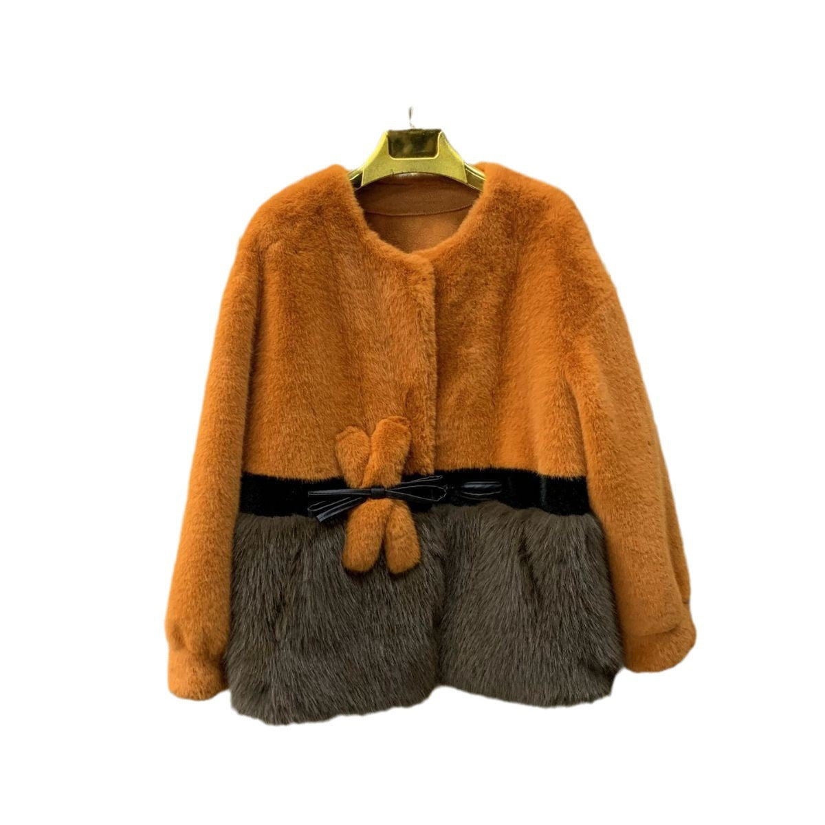 Faux Fur Coat Classic Style Slimming All-matching Western Style - Orange / Small Size