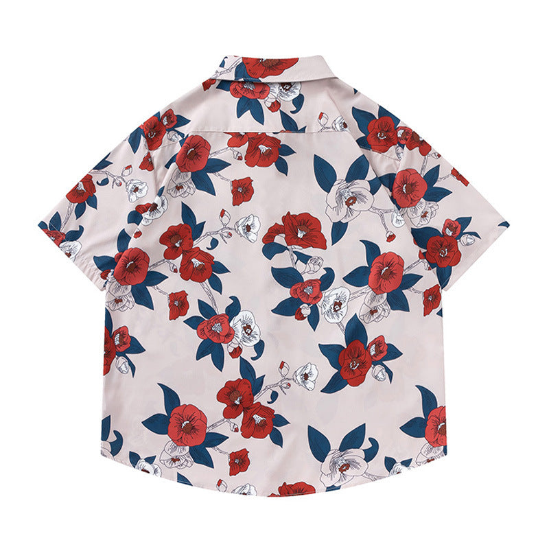 Hong Kong Style Flower Shirt Men’s Seaside Vacation