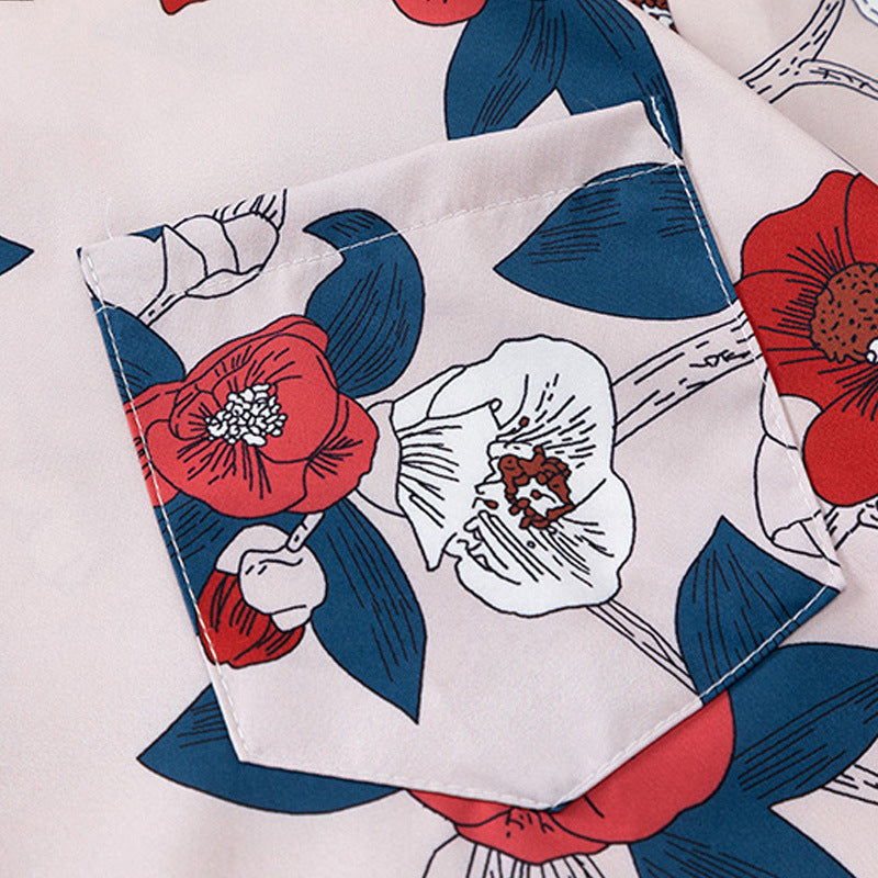 Hong Kong Style Flower Shirt Men’s Seaside Vacation