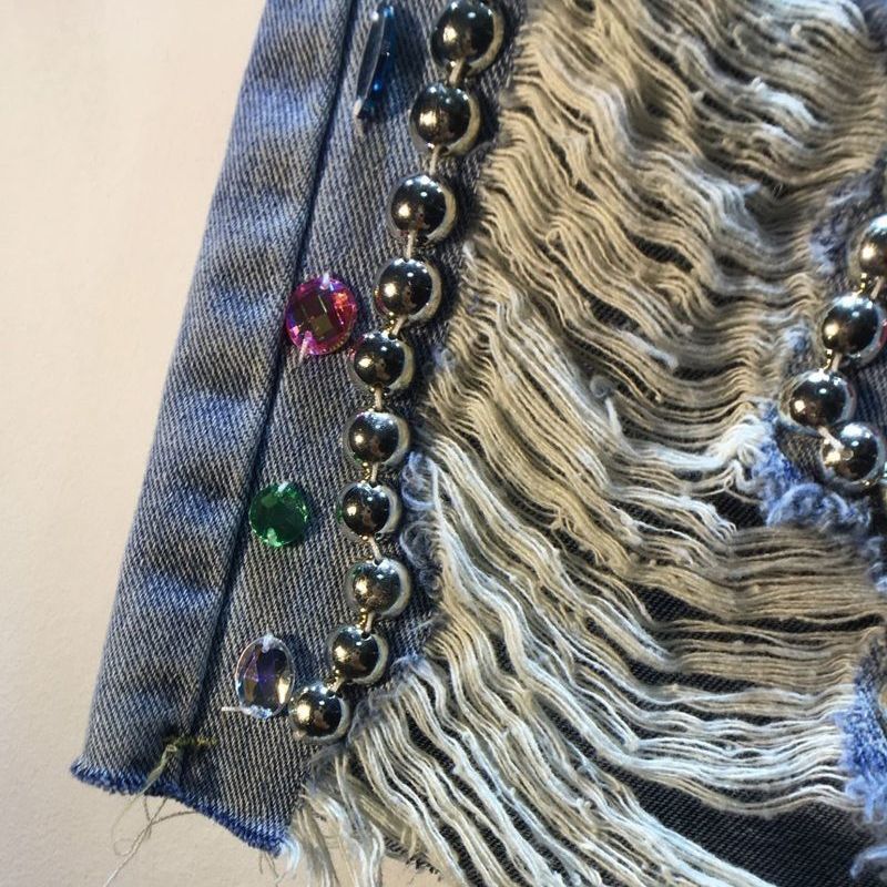 Blue Denim High Waist Pants Luxury Clothing For Women