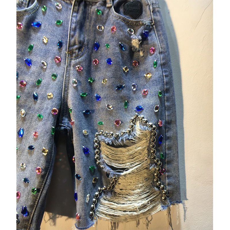 Blue Denim High Waist Pants Luxury Clothing For Women