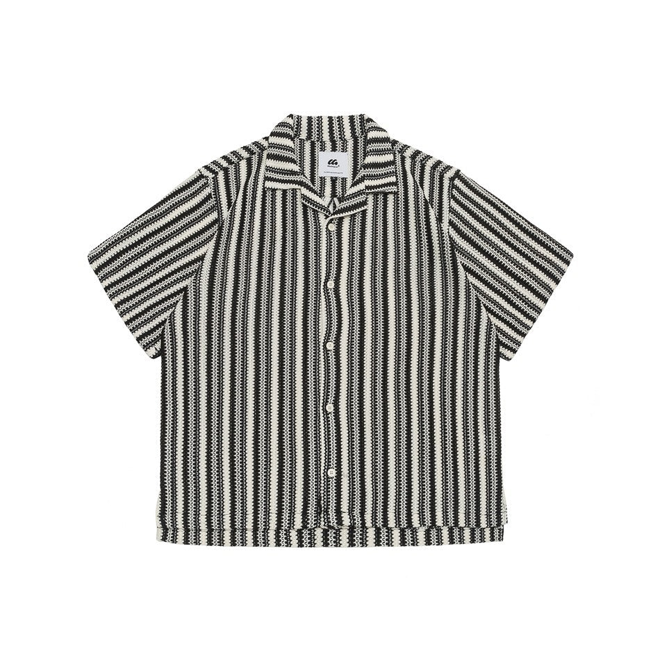 Shirt Men’s Loose Short Sleeve Jacket - Black And White / M