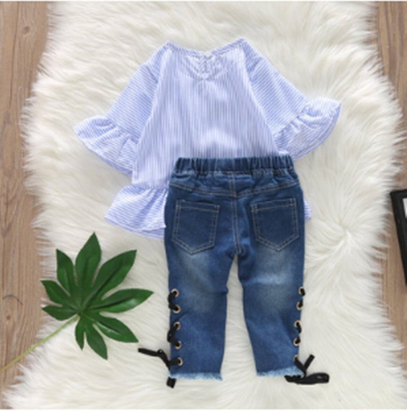 Boutique Girl Jeans Takeaway Kit Striped Top Ripped - Stripe / 110cm