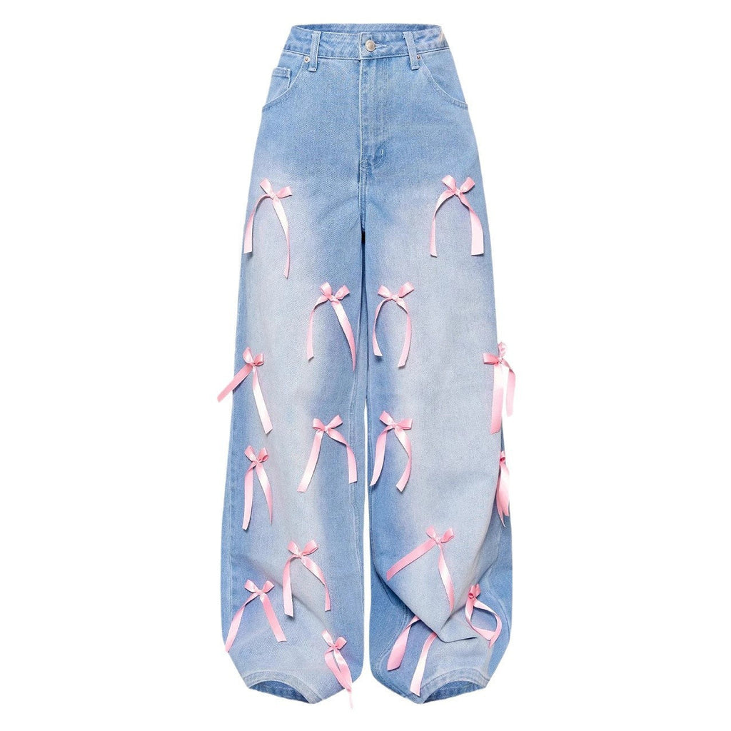 Bow High Waist Wide Leg Jeans