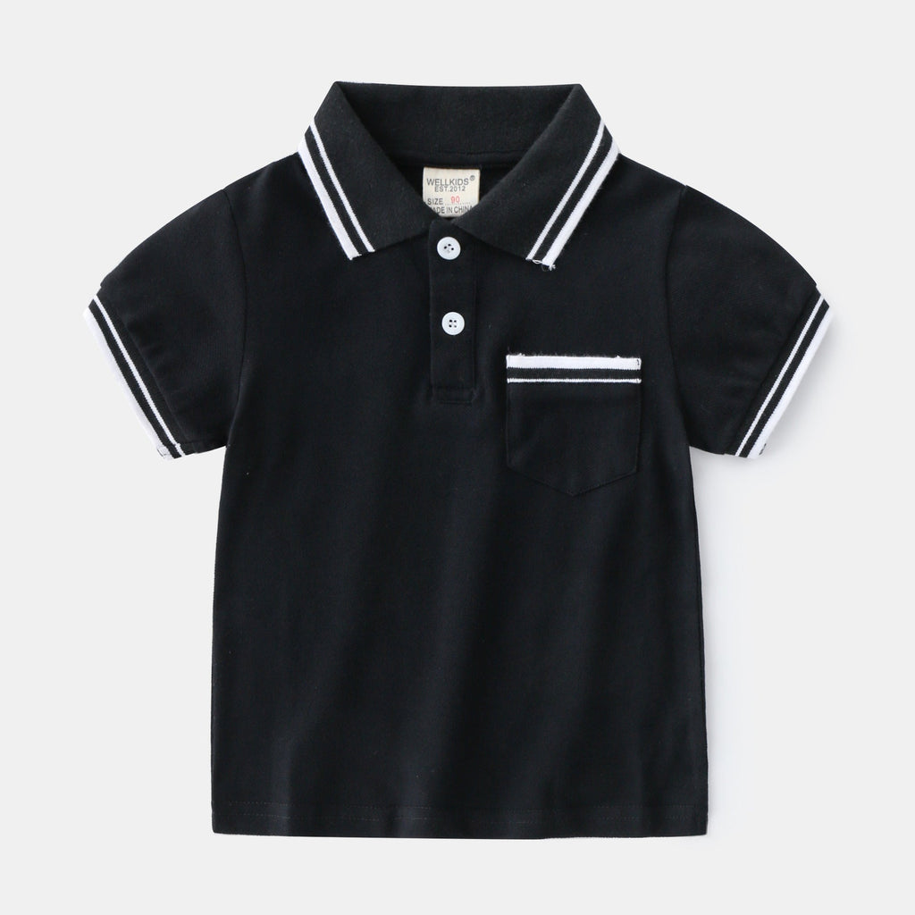 Boys’ T-Shirt Summer Polo Shirt - 90cm / Black