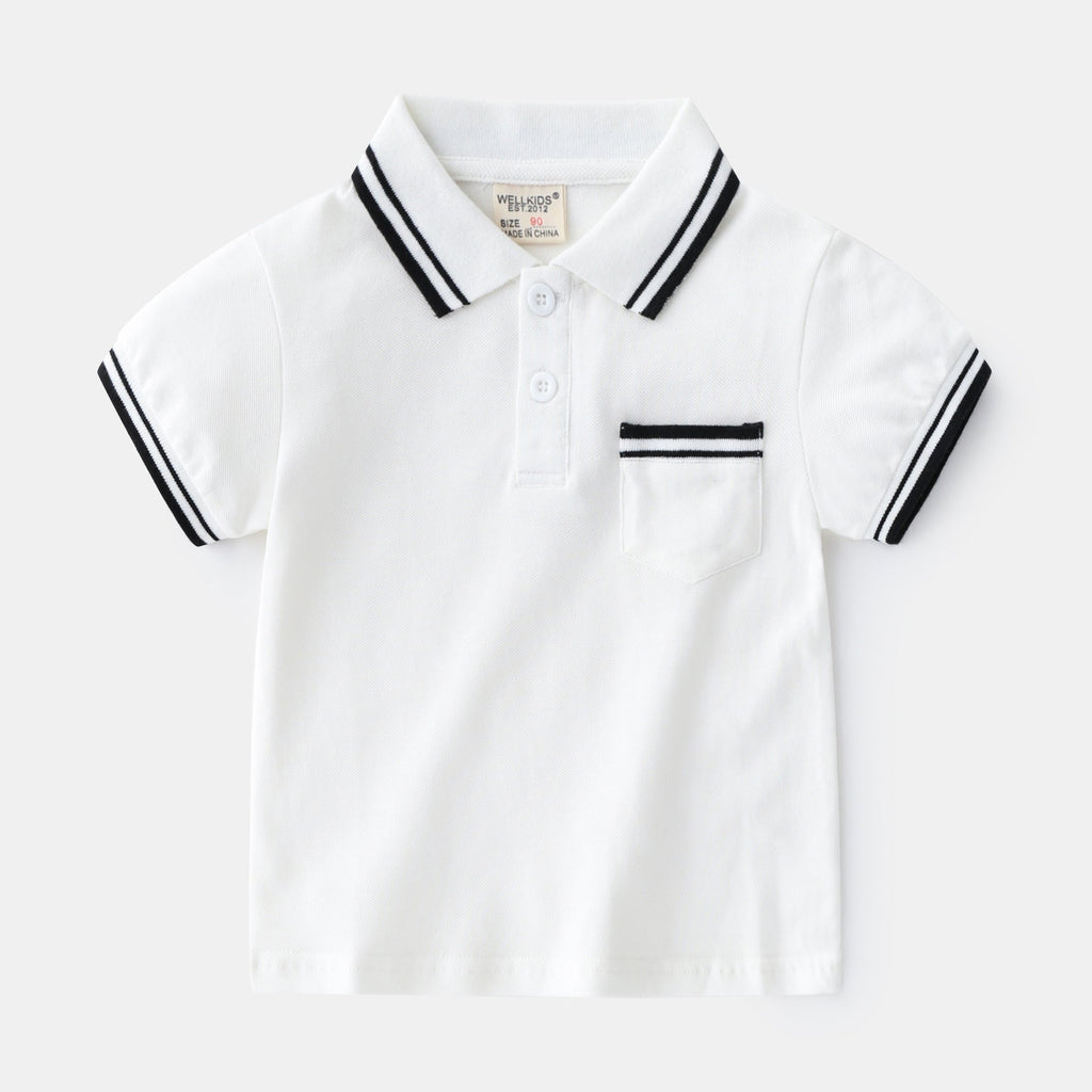 Boys’ T-Shirt Summer Polo Shirt - 90cm / White