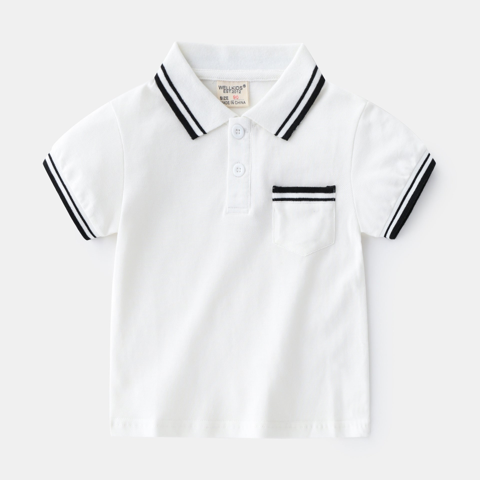 Boys’ T-Shirt Summer Polo Shirt - 90cm / White