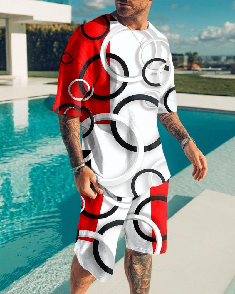 Sleeved Shorts Sports Casual Men’s Suit - 06595Color / M