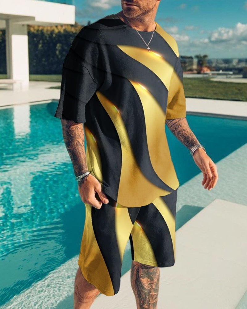 Sleeved Shorts Sports Casual Men’s Suit - 06597Color / M