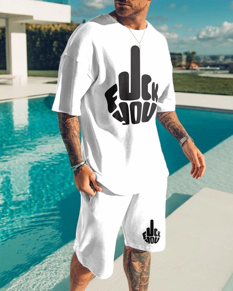 Sleeved Shorts Sports Casual Men’s Suit - 07190Color / M