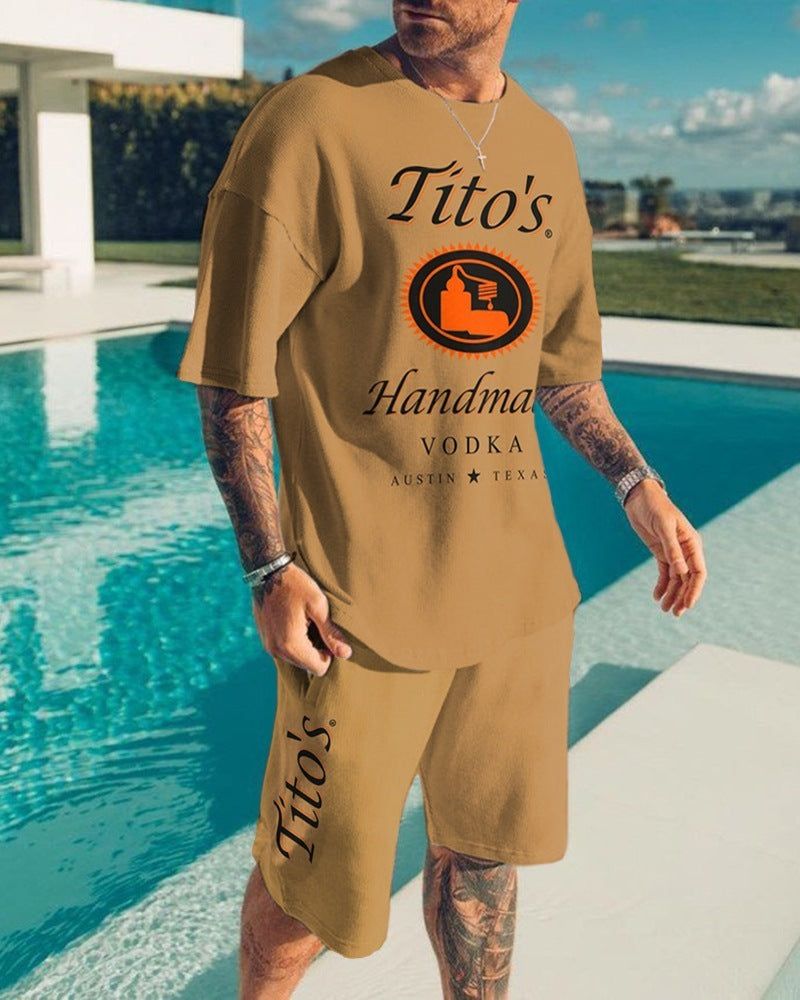 Sleeved Shorts Sports Casual Men’s Suit