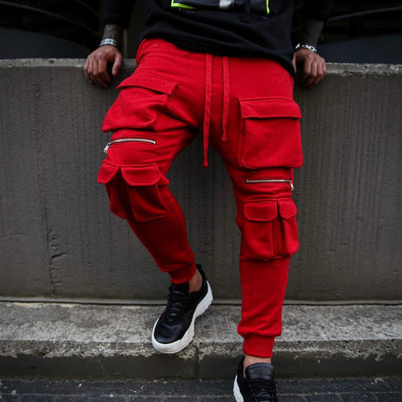 Brother fitness slim fashion casual sports trousers trend - Red / M