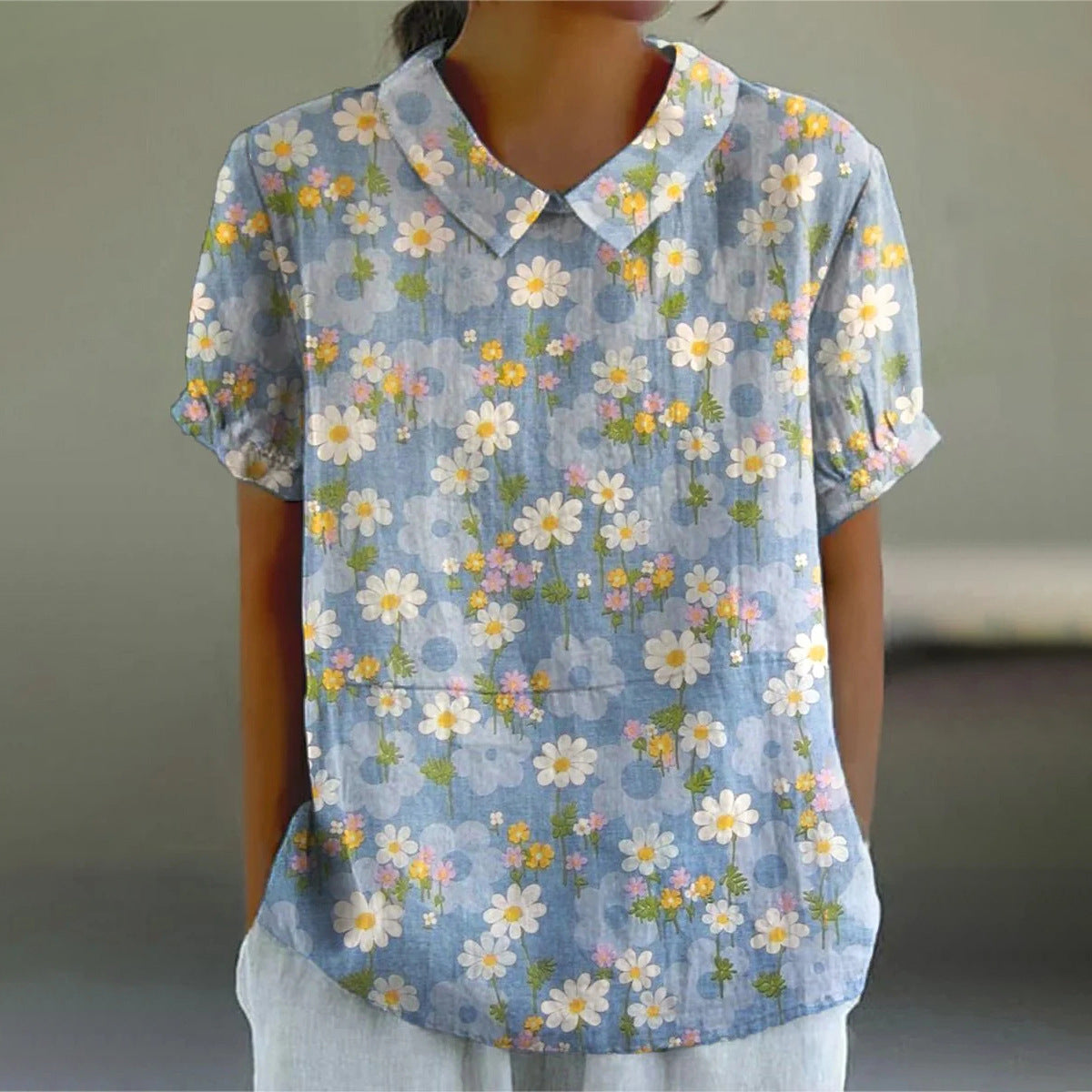 Shirt Women’s Short Sleeve Creative Retro Short Sleeve T-shirt - 31 D758 / XXS