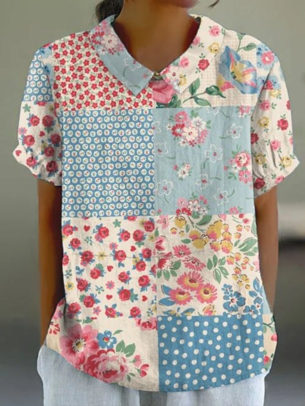 Shirt Women’s Short Sleeve Creative Retro Short Sleeve T-shirt - 33 D758 / XXS